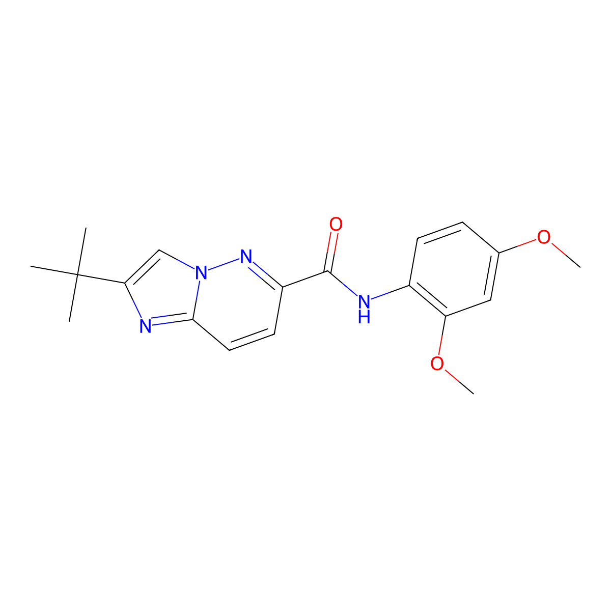2-tert-butyl-N-(2,4-dimethoxyphenyl)imidazo[1,2-b]pyridazine-6-carboxamide molecular structure, CAS 2548982-74-5