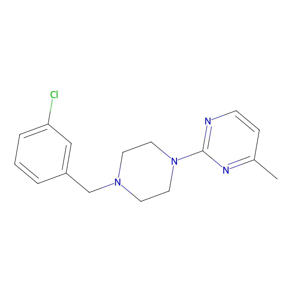 2-{4-[(3-Chlorophenyl)methyl]piperazin-1-yl}-4-methylpyrimidine molecular structure, CAS 2548982-77-8