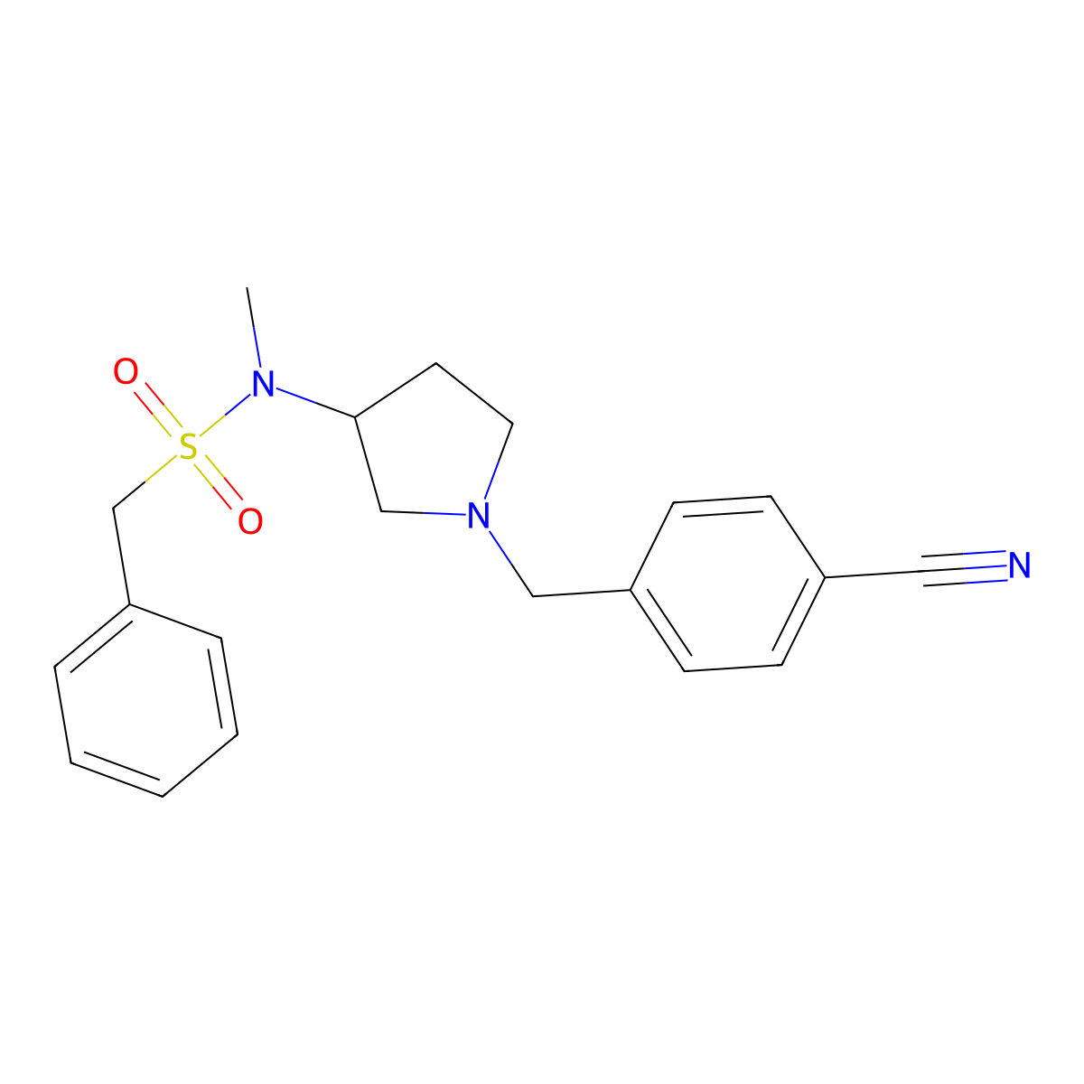 N-{1-[(4-cyanophenyl)methyl]pyrrolidin-3-yl}-N-methyl-1-phenylmethanesulfonamide molecular structure, CAS 2548982-87-0