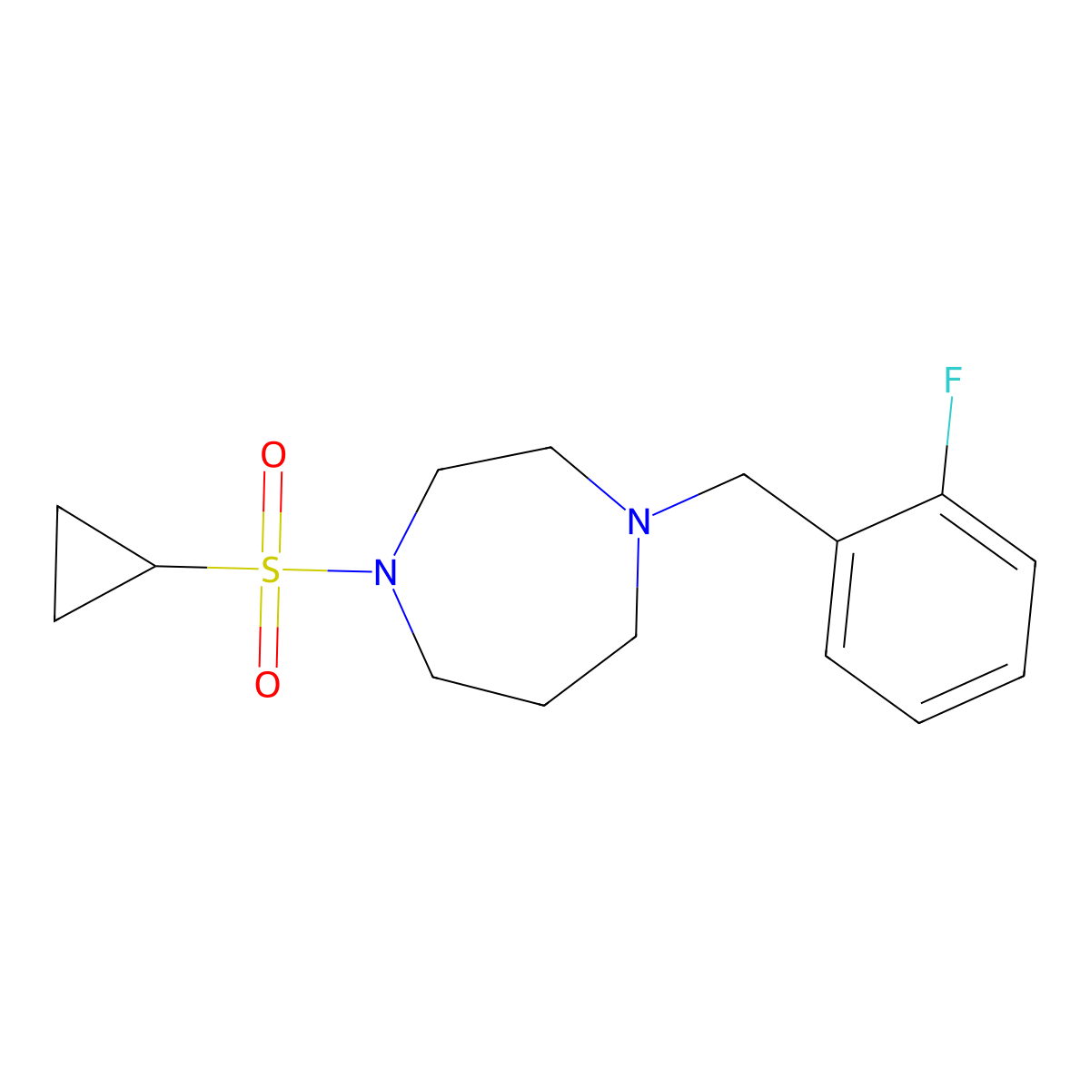 1-(Cyclopropanesulfonyl)-4-[(2-fluorophenyl)methyl]-1,4-diazepane molecular structure, CAS 2548982-88-1