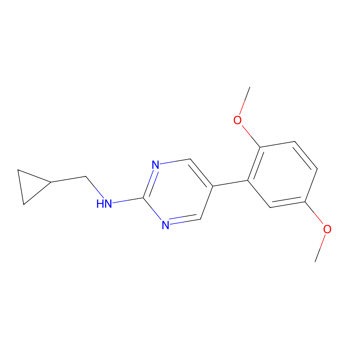 N-(cyclopropylmethyl)-5-(2,5-dimethoxyphenyl)pyrimidin-2-amine molecular structure, CAS 2548982-89-2