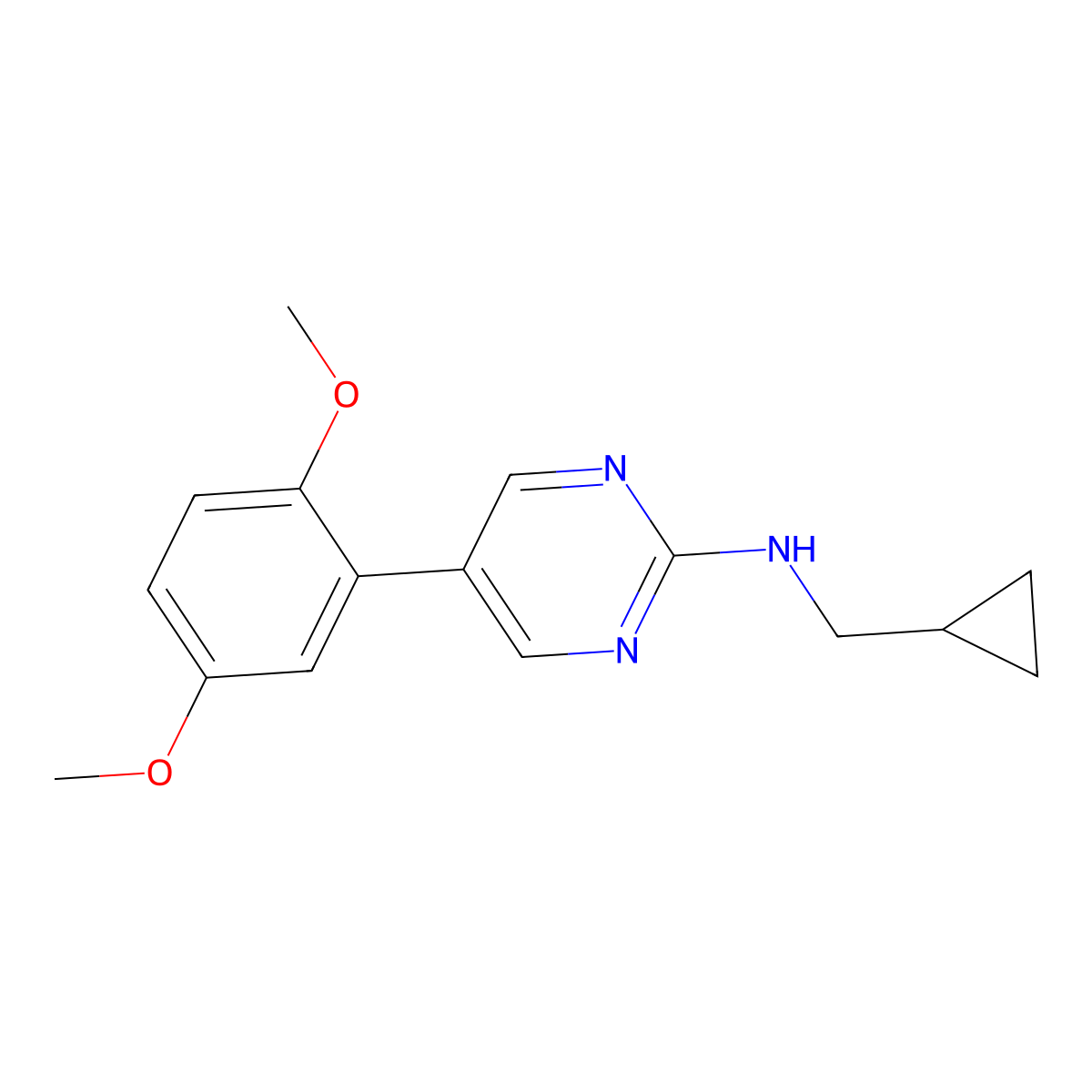 N-(cyclopropylmethyl)-5-(2,5-dimethoxyphenyl)pyrimidin-2-amine molecular structure, CAS 2548982-89-2