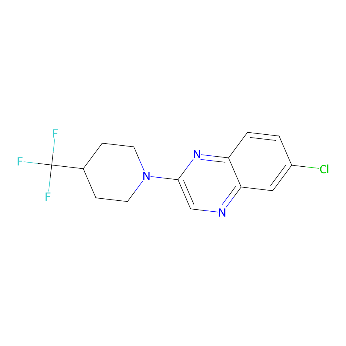 6-Chloro-2-[4-(trifluoromethyl)piperidin-1-yl]quinoxaline molecular structure, CAS 2548982-92-7