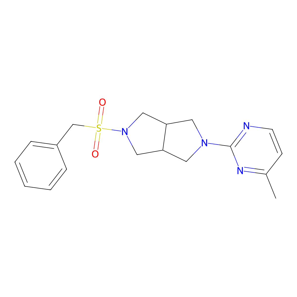 4-Methyl-2-{5-phenylmethanesulfonyl-octahydropyrrolo[3,4-c]pyrrol-2-yl}pyrimidine molecular structure, CAS 2548982-95-0