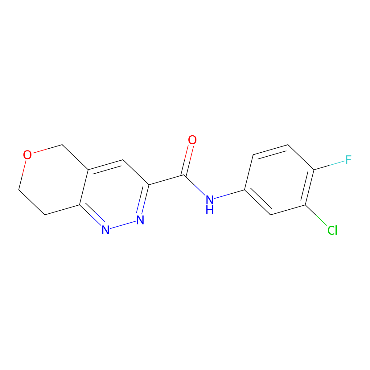 N-(3-chloro-4-fluorophenyl)-5H,7H,8H-pyrano[4,3-c]pyridazine-3-carboxamide molecular structure, CAS 2548982-98-3