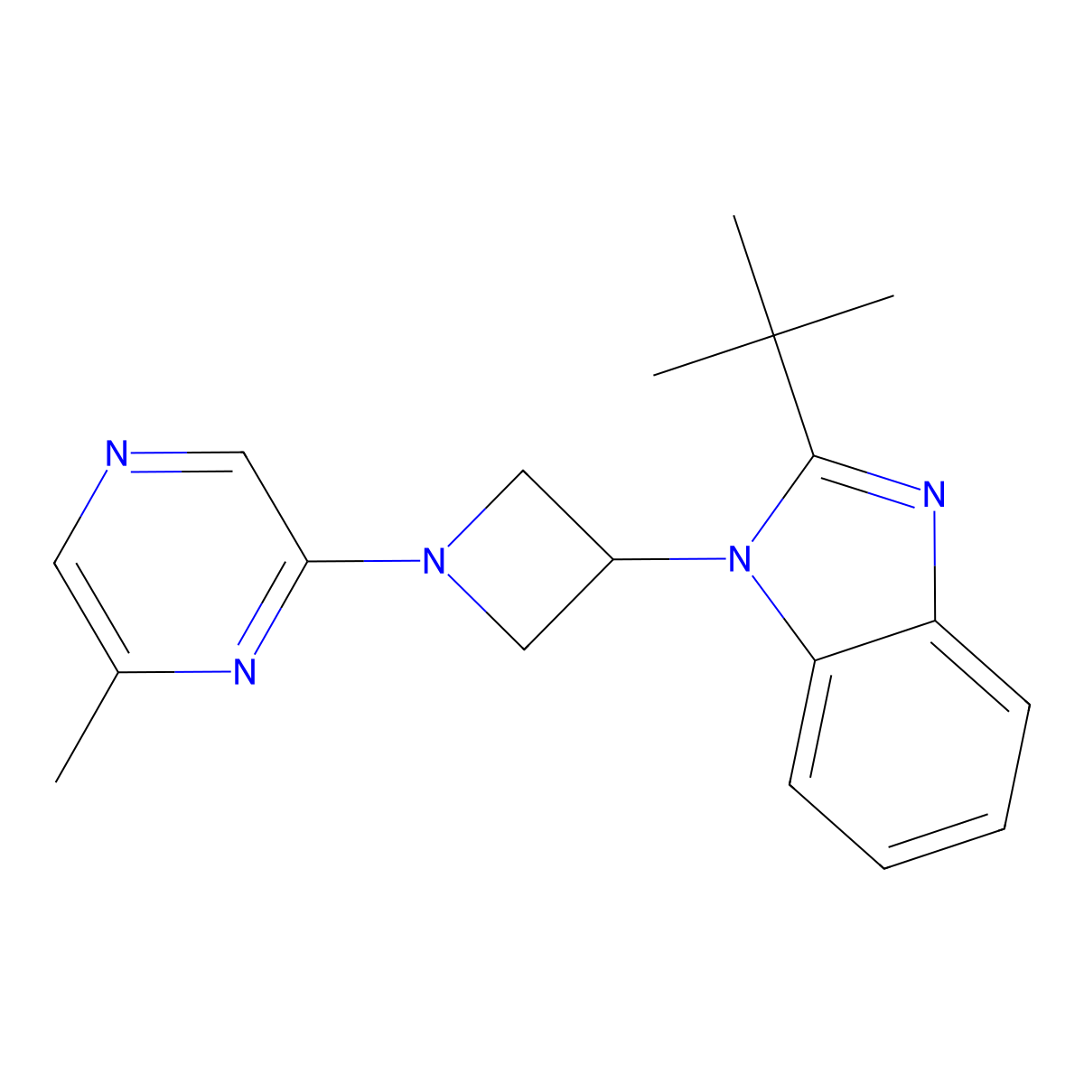 2-tert-butyl-1-[1-(6-methylpyrazin-2-yl)azetidin-3-yl]-1H-1,3-benzodiazole molecular structure, CAS 2548983-01-1