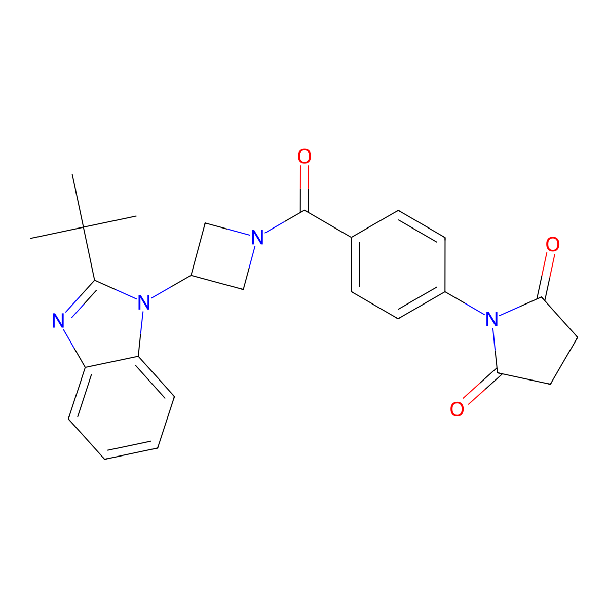 1-{4-[3-(2-tert-butyl-1H-1,3-benzodiazol-1-yl)azetidine-1-carbonyl]phenyl}pyrrolidine-2,5-dione molecular structure, CAS 2548983-02-2