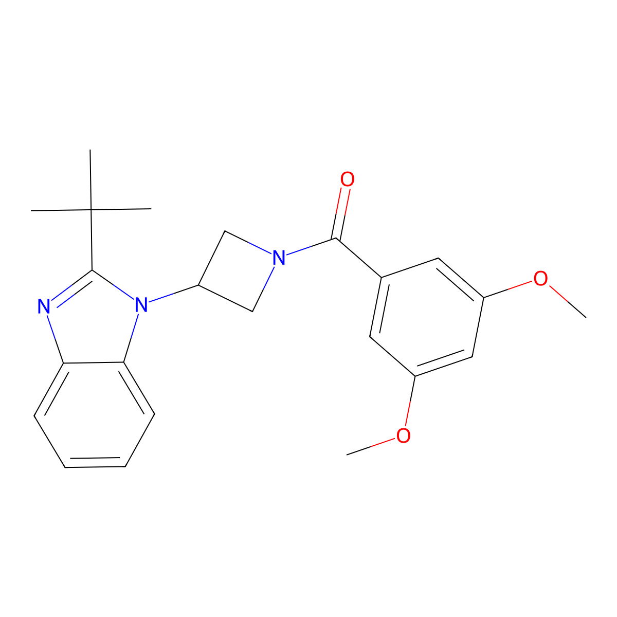 2-tert-butyl-1-[1-(3,5-dimethoxybenzoyl)azetidin-3-yl]-1H-1,3-benzodiazole molecular structure, CAS 2548983-09-9