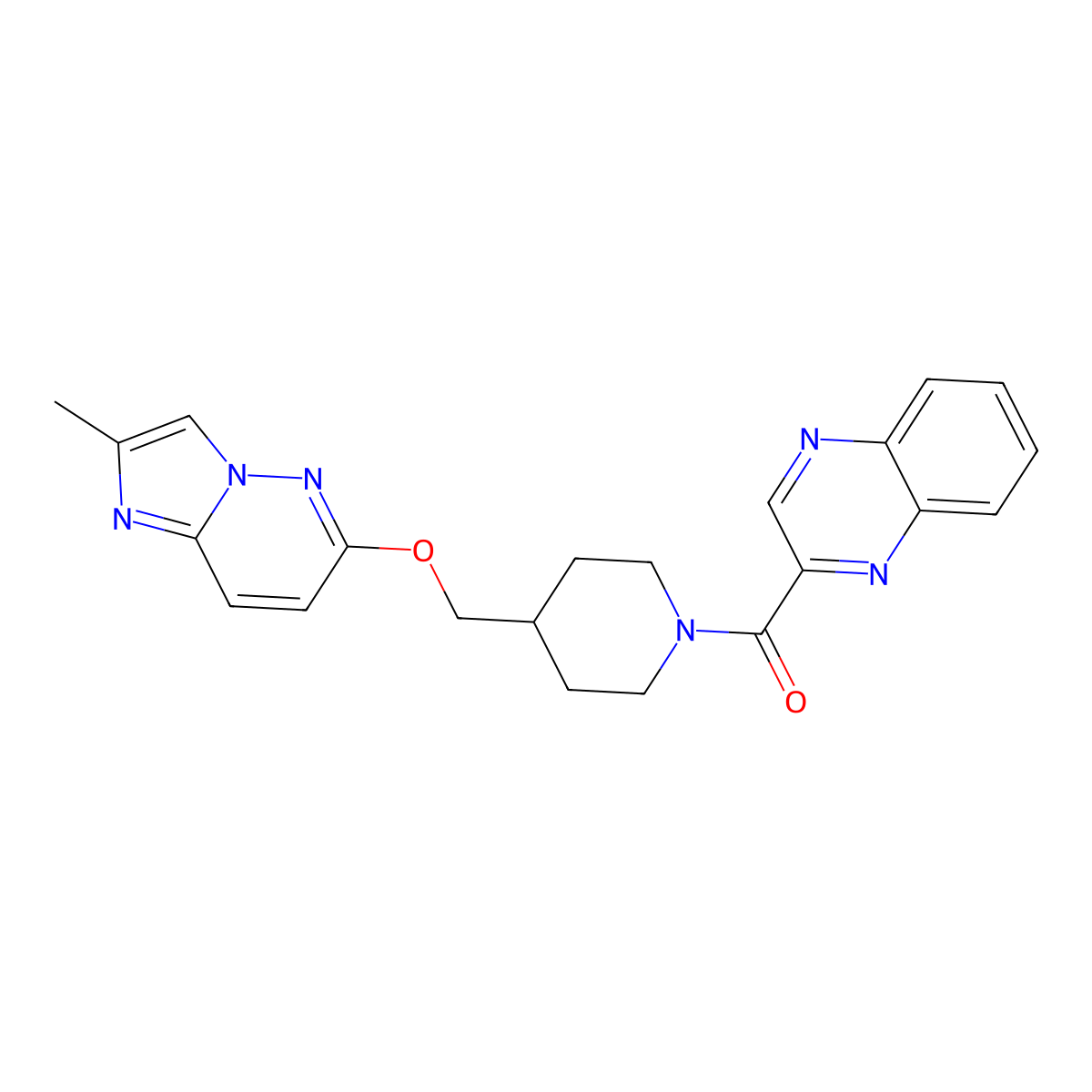 2-{4-[({2-Methylimidazo[1,2-b]pyridazin-6-yl}oxy)methyl]piperidine-1-carbonyl}quinoxaline molecular structure, CAS 2548983-10-2