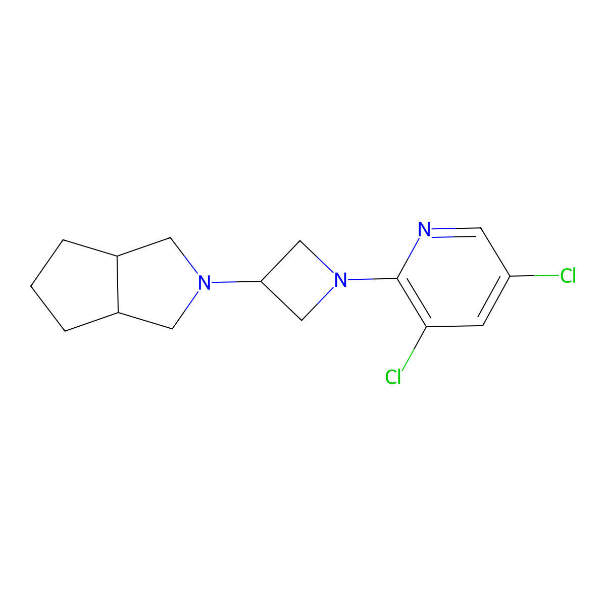 3,5-Dichloro-2-(3-{octahydrocyclopenta[c]pyrrol-2-yl}azetidin-1-yl)pyridine molecular structure, CAS 2548983-13-5