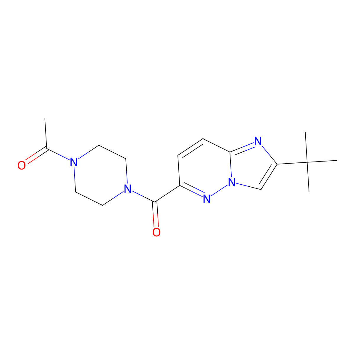 1-(4-{2-Tert-butylimidazo[1,2-b]pyridazine-6-carbonyl}piperazin-1-yl)ethan-1-one molecular structure, CAS 2548983-30-6