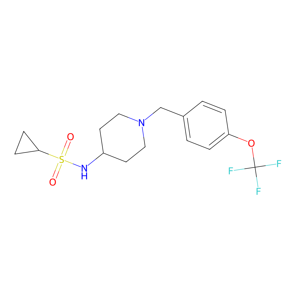 N-(1-{[4-(trifluoromethoxy)phenyl]methyl}piperidin-4-yl)cyclopropanesulfonamide molecular structure, CAS 2548983-33-9