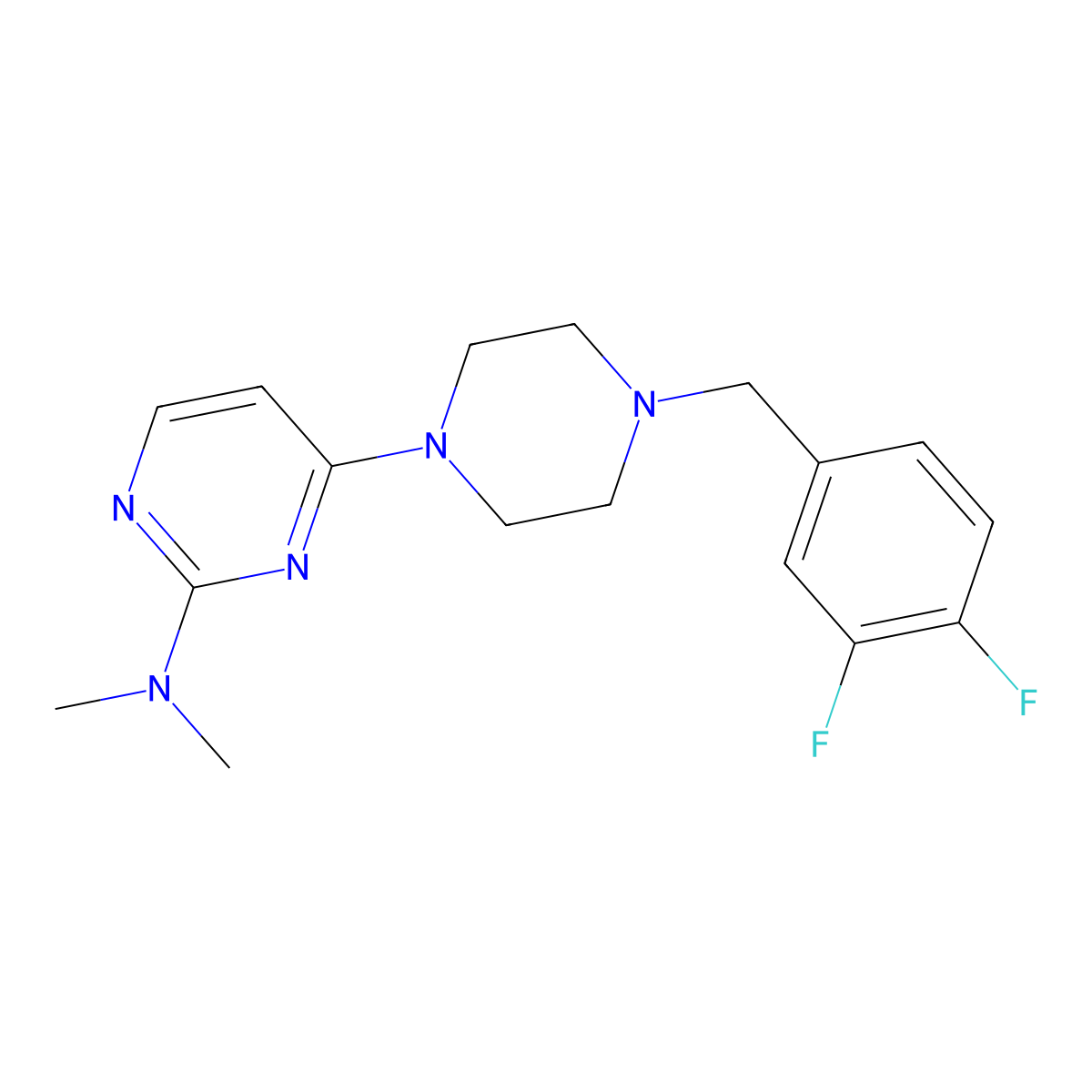 4-{4-[(3,4-difluorophenyl)methyl]piperazin-1-yl}-N,N-dimethylpyrimidin-2-amine molecular structure, CAS 2548983-35-1