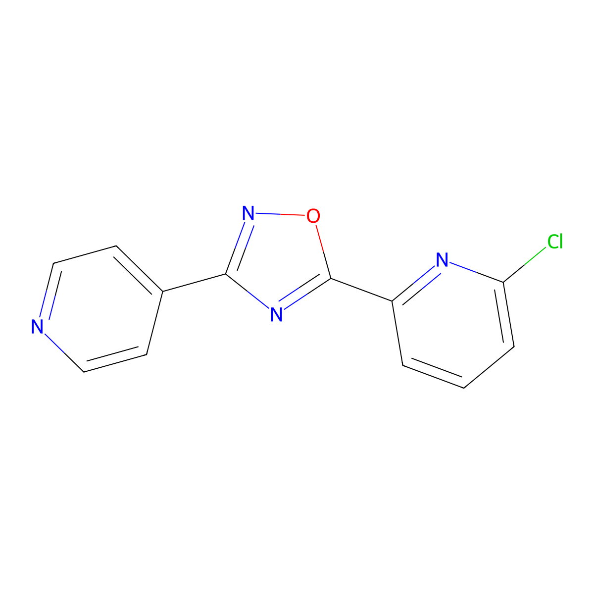 2-Chloro-6-[3-(pyridin-4-yl)-1,2,4-oxadiazol-5-yl]pyridine molecular structure, CAS 2548983-39-5