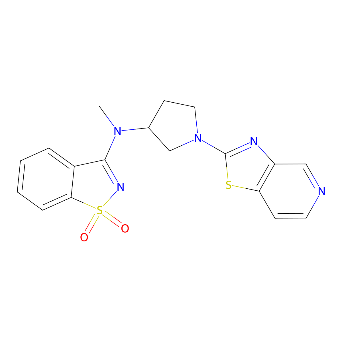 3-[Methyl(1-{[1,3]thiazolo[4,5-c]pyridin-2-yl}pyrrolidin-3-yl)amino]-1,2-benzothiazole-1,1-dione molecular structure, CAS 2548983-47-5