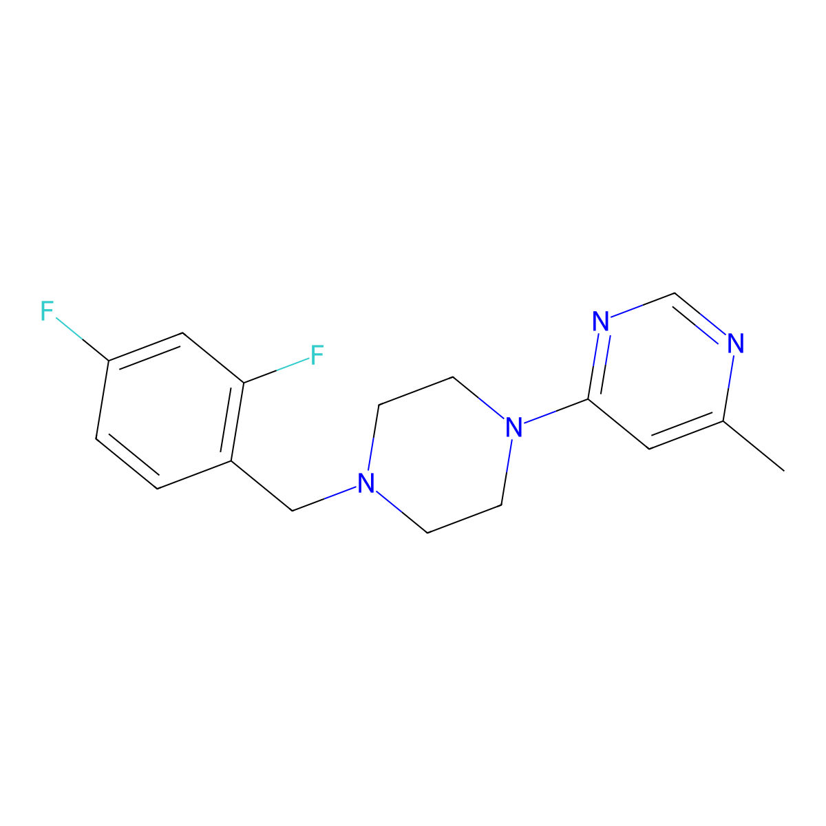4-{4-[(2,4-Difluorophenyl)methyl]piperazin-1-yl}-6-methylpyrimidine molecular structure, CAS 2548983-48-6