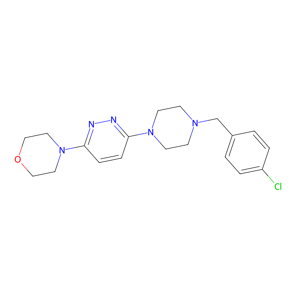 4-(6-{4-[(4-Chlorophenyl)methyl]piperazin-1-yl}pyridazin-3-yl)morpholine molecular structure, CAS 2548983-50-0