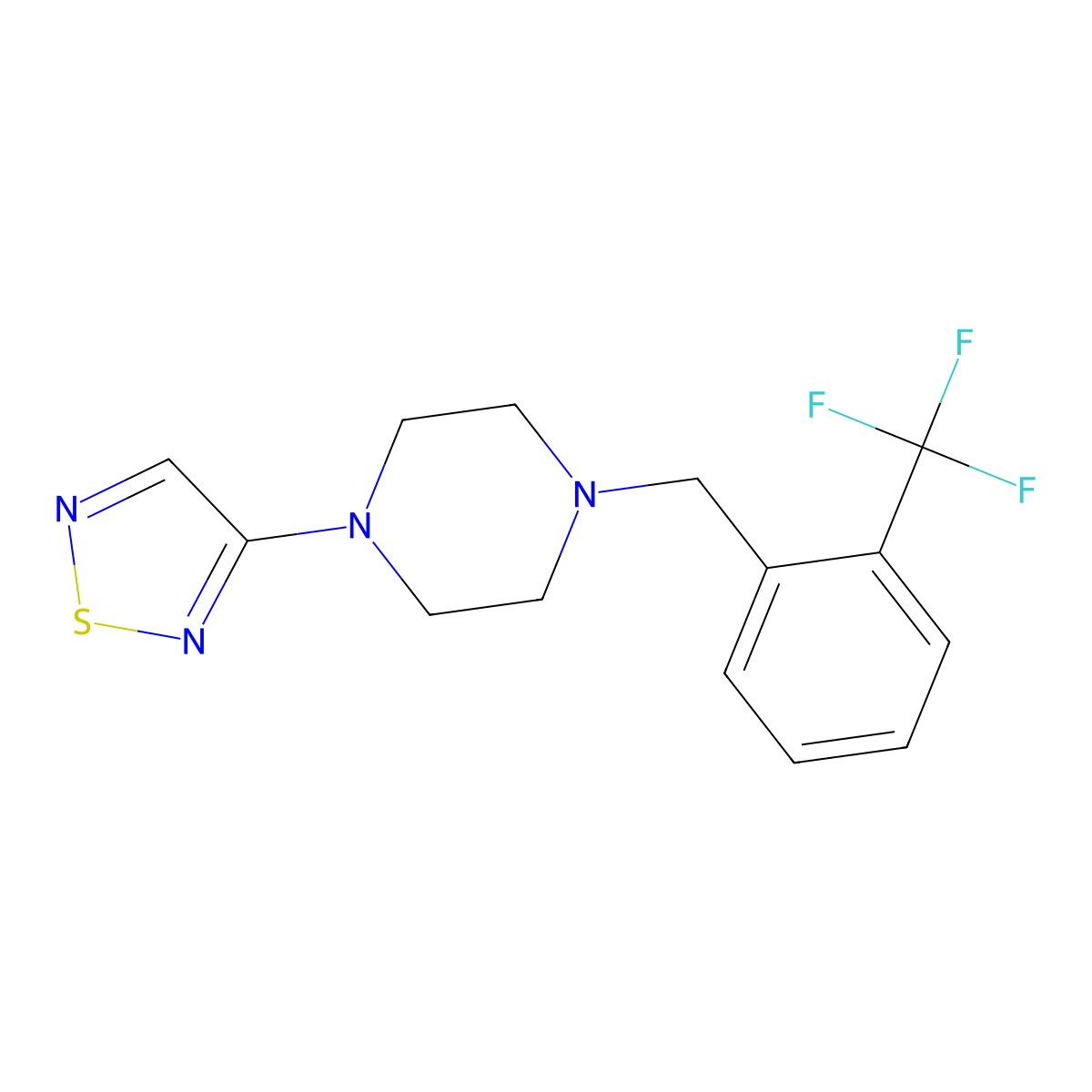 1-(1,2,5-Thiadiazol-3-yl)-4-{[2-(trifluoromethyl)phenyl]methyl}piperazine molecular structure, CAS 2548983-57-7