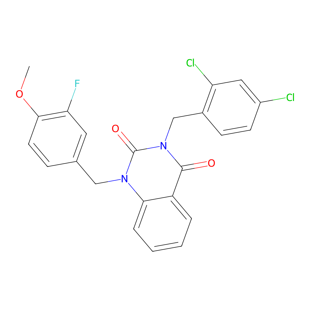 3-[(2,4-Dichlorophenyl)methyl]-1-[(3-fluoro-4-methoxyphenyl)methyl]-1,2,3,4-tetrahydroquinazoline-2,4-dione molecular structure, CAS 2548983-58-8