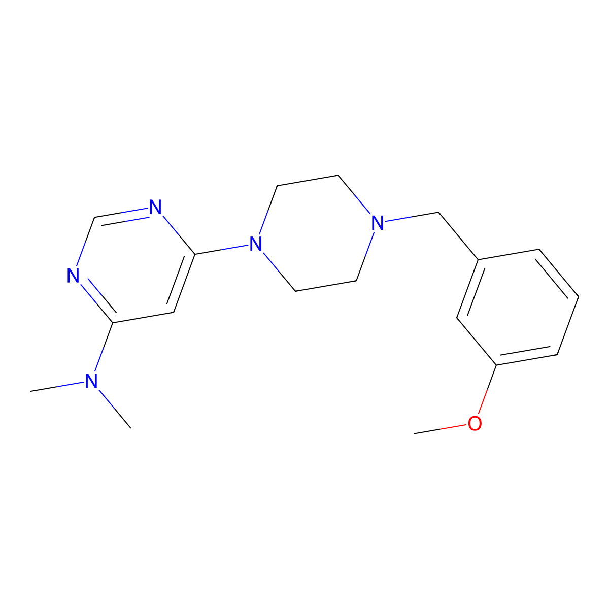 6-{4-[(3-methoxyphenyl)methyl]piperazin-1-yl}-N,N-dimethylpyrimidin-4-amine molecular structure, CAS 2548983-62-4