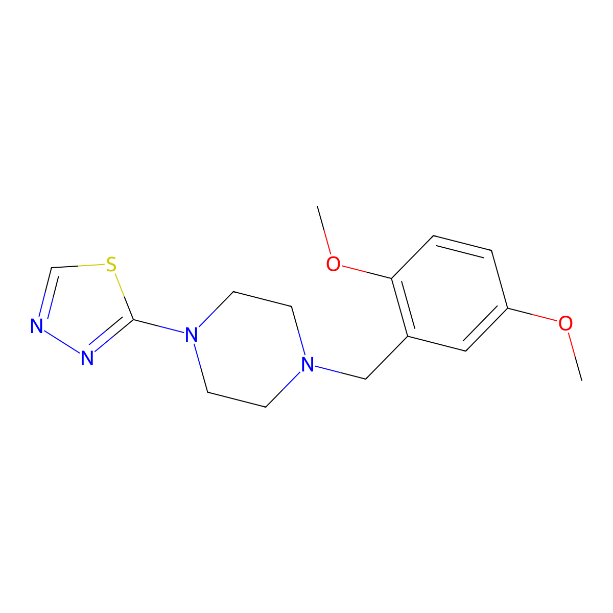 1-[(2,5-Dimethoxyphenyl)methyl]-4-(1,3,4-thiadiazol-2-yl)piperazine molecular structure, CAS 2548983-63-5