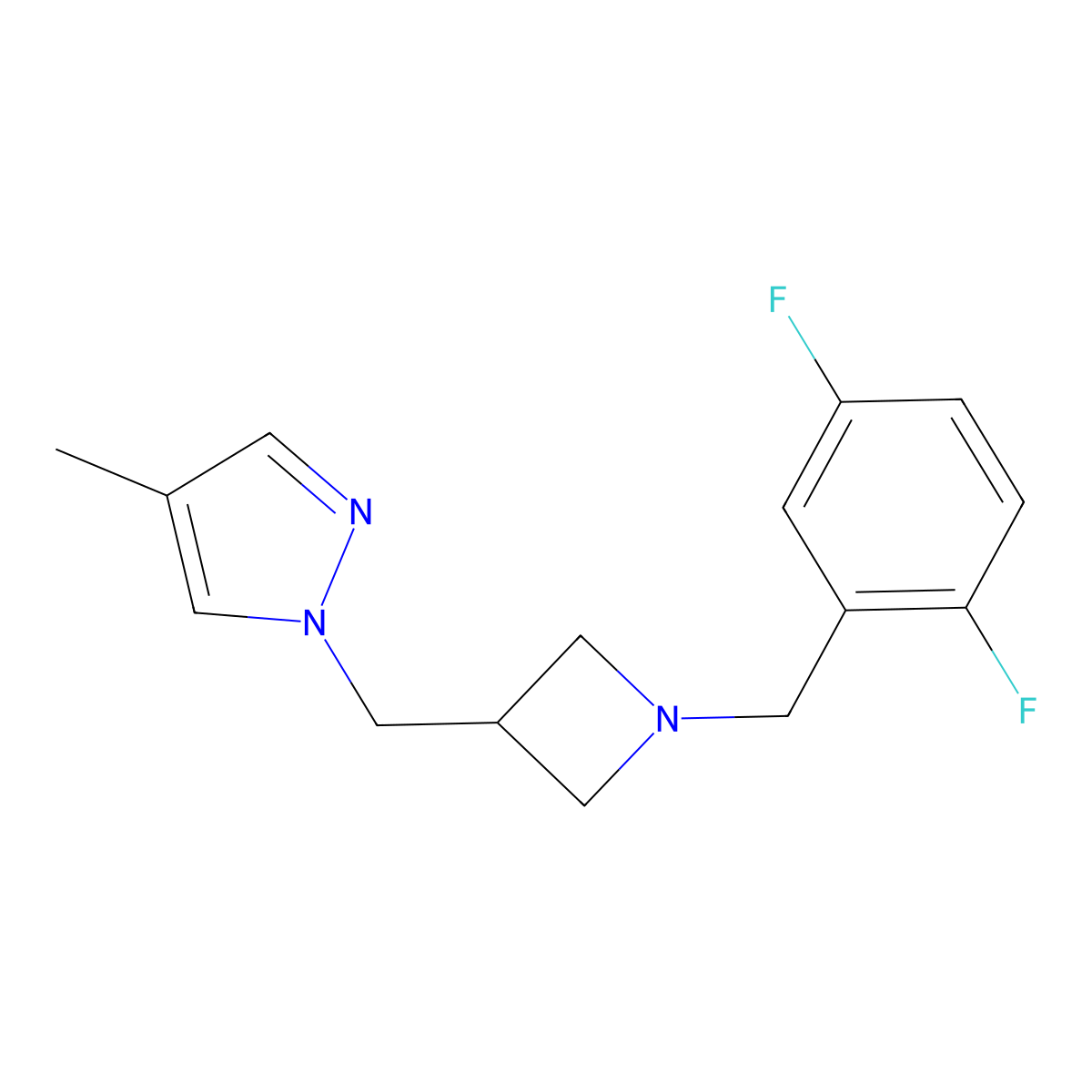 1-({1-[(2,5-difluorophenyl)methyl]azetidin-3-yl}methyl)-4-methyl-1H-pyrazole molecular structure, CAS 2548983-71-5