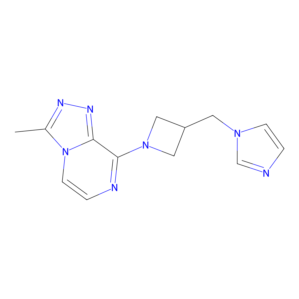 1-[(1-{3-methyl-[1,2,4]triazolo[4,3-a]pyrazin-8-yl}azetidin-3-yl)methyl]-1H-imidazole molecular structure, CAS 2548983-75-9