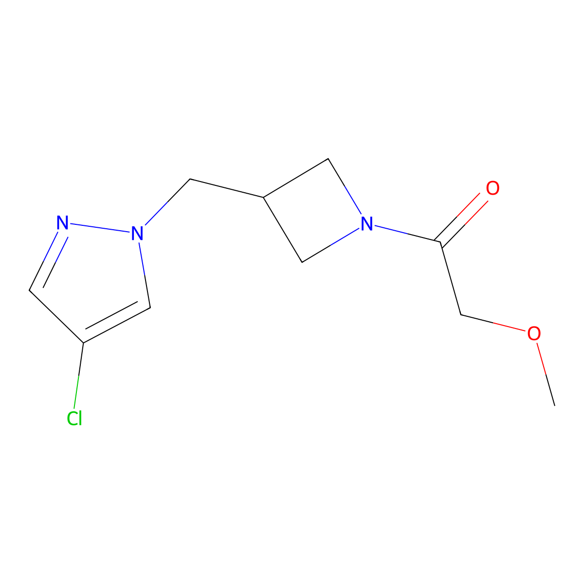 1-{3-[(4-chloro-1H-pyrazol-1-yl)methyl]azetidin-1-yl}-2-methoxyethan-1-one molecular structure, CAS 2548983-81-7