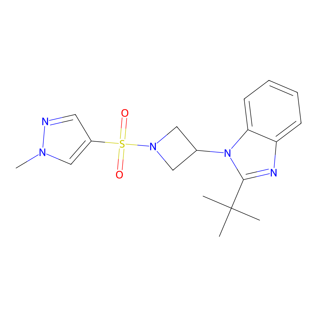 2-tert-butyl-1-{1-[(1-methyl-1H-pyrazol-4-yl)sulfonyl]azetidin-3-yl}-1H-1,3-benzodiazole molecular structure, CAS 2548983-83-9