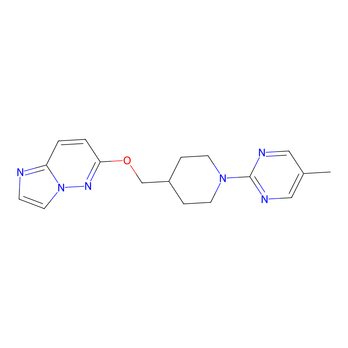 2-[4-({Imidazo[1,2-b]pyridazin-6-yloxy}methyl)piperidin-1-yl]-5-methylpyrimidine molecular structure, CAS 2548983-85-1