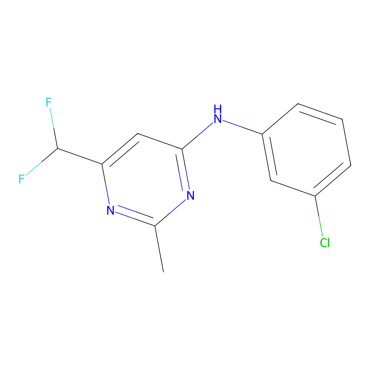 N-(3-chlorophenyl)-6-(difluoromethyl)-2-methylpyrimidin-4-amine molecular structure, CAS 2548983-86-2