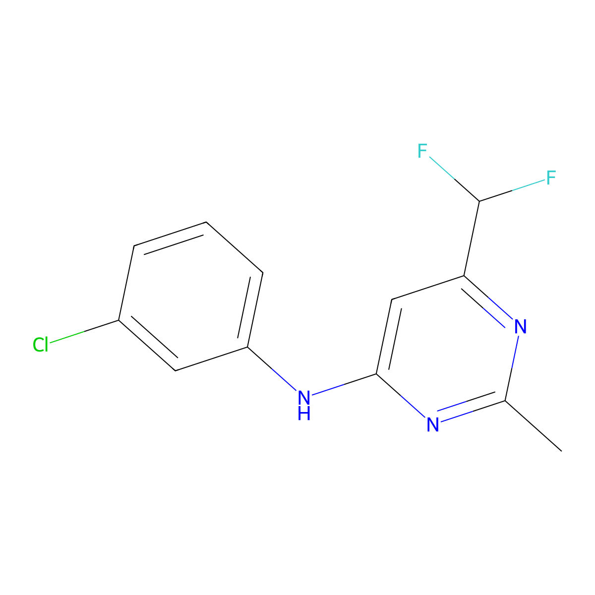 N-(3-chlorophenyl)-6-(difluoromethyl)-2-methylpyrimidin-4-amine molecular structure, CAS 2548983-86-2