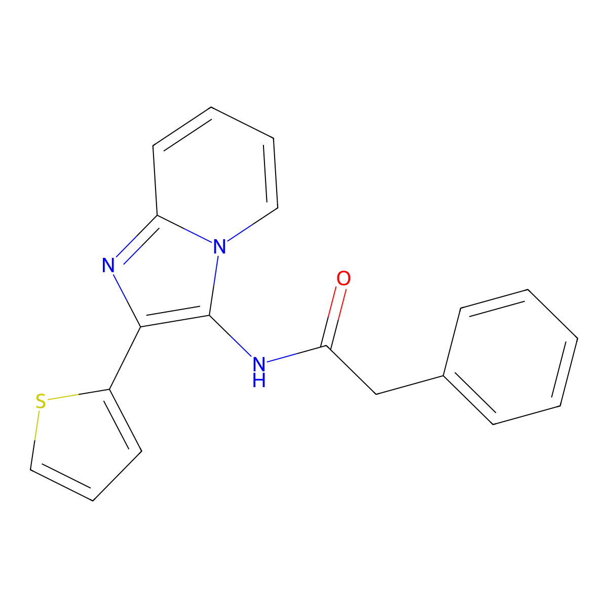 2-phenyl-N-[2-(thiophen-2-yl)imidazo[1,2-a]pyridin-3-yl]acetamide molecular structure, CAS 2548983-90-8