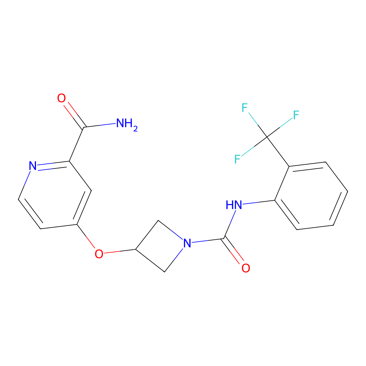 4-[(1-{[2-(Trifluoromethyl)phenyl]carbamoyl}azetidin-3-yl)oxy]pyridine-2-carboxamide molecular structure, CAS 2548983-94-2