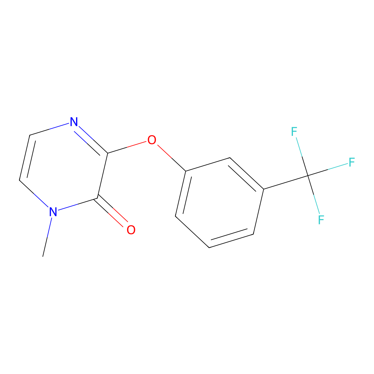 1-Methyl-3-[3-(trifluoromethyl)phenoxy]-1,2-dihydropyrazin-2-one molecular structure, CAS 2548983-96-4