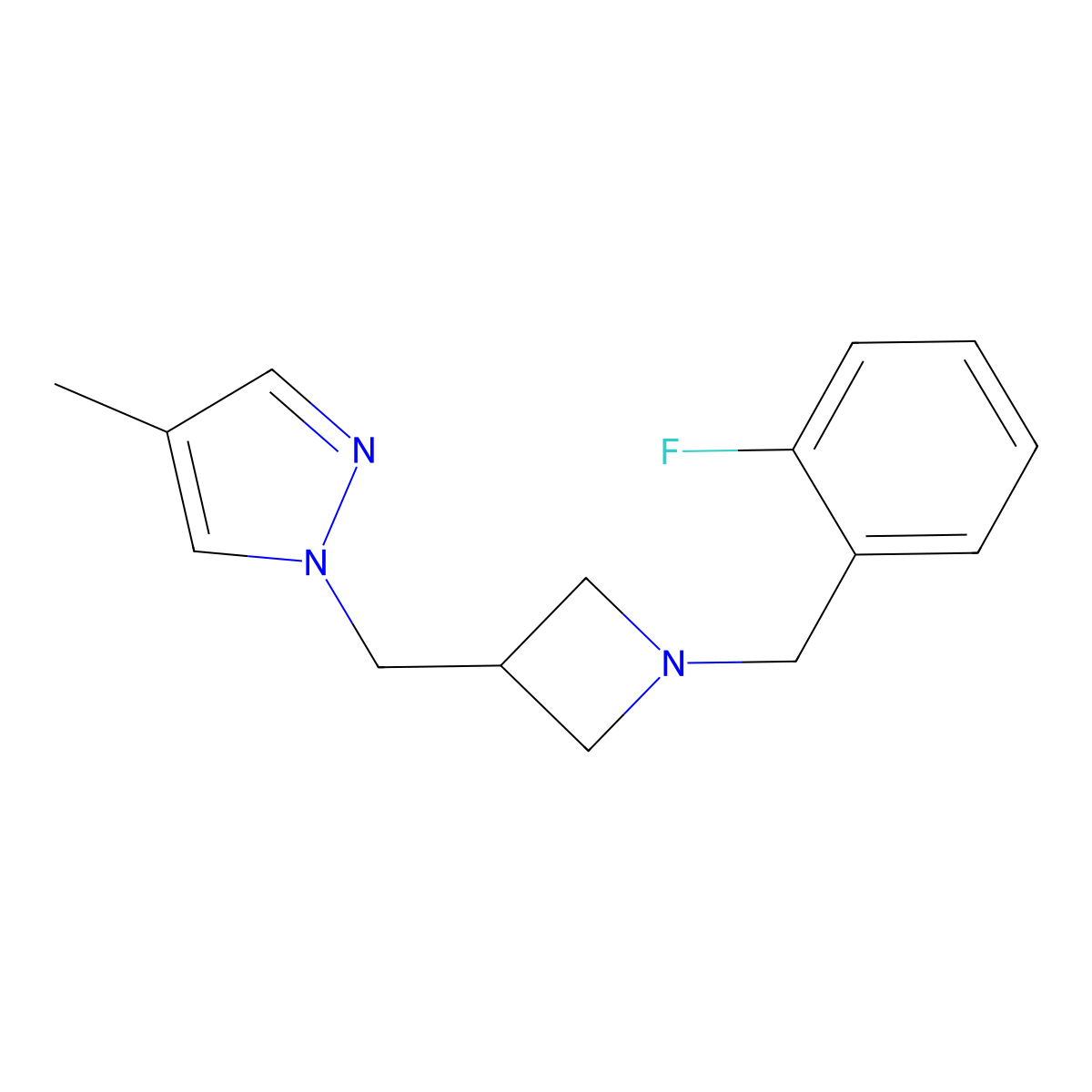 1-({1-[(2-fluorophenyl)methyl]azetidin-3-yl}methyl)-4-methyl-1H-pyrazole molecular structure, CAS 2548983-97-5