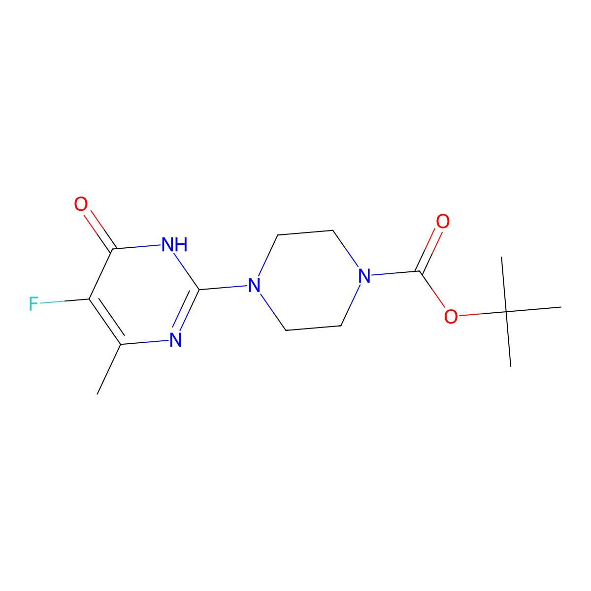 Tert-butyl 4-(5-fluoro-4-methyl-6-oxo-1,6-dihydropyrimidin-2-yl)piperazine-1-carboxylate molecular structure, CAS 2548983-99-7