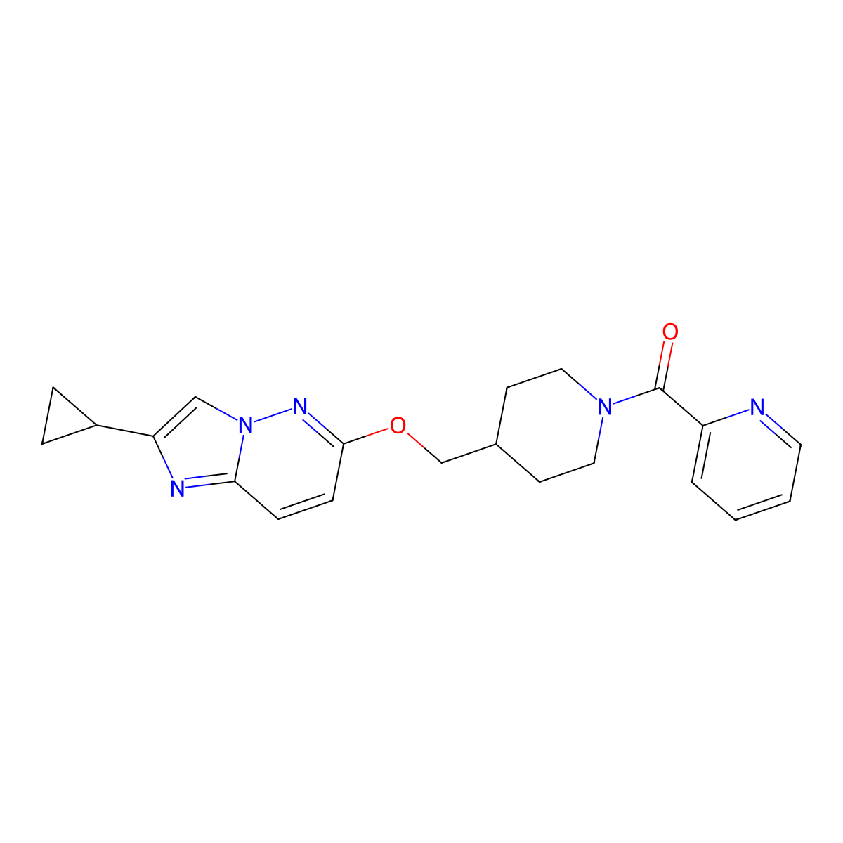2-{4-[({2-Cyclopropylimidazo[1,2-b]pyridazin-6-yl}oxy)methyl]piperidine-1-carbonyl}pyridine molecular structure, CAS 2548984-05-8