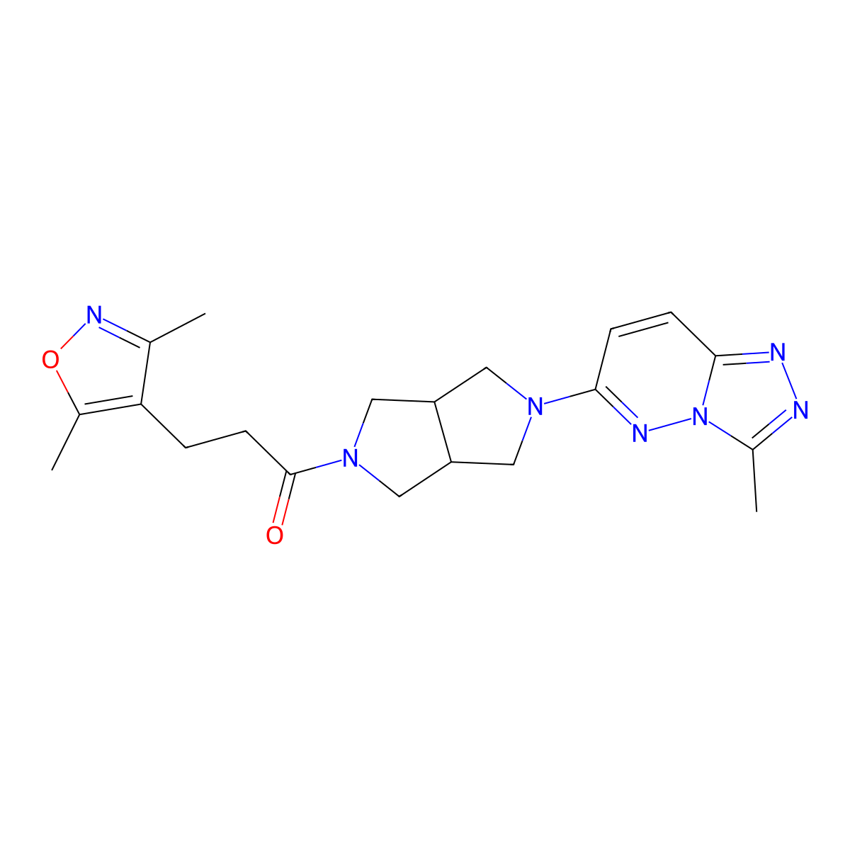 3-(3,5-Dimethyl-1,2-oxazol-4-yl)-1-(5-{3-methyl-[1,2,4]triazolo[4,3-b]pyridazin-6-yl}-octahydropyrrolo[3,4-c]pyrrol-2-yl)propan-1-one molecular structure, CAS 2548984-10-5