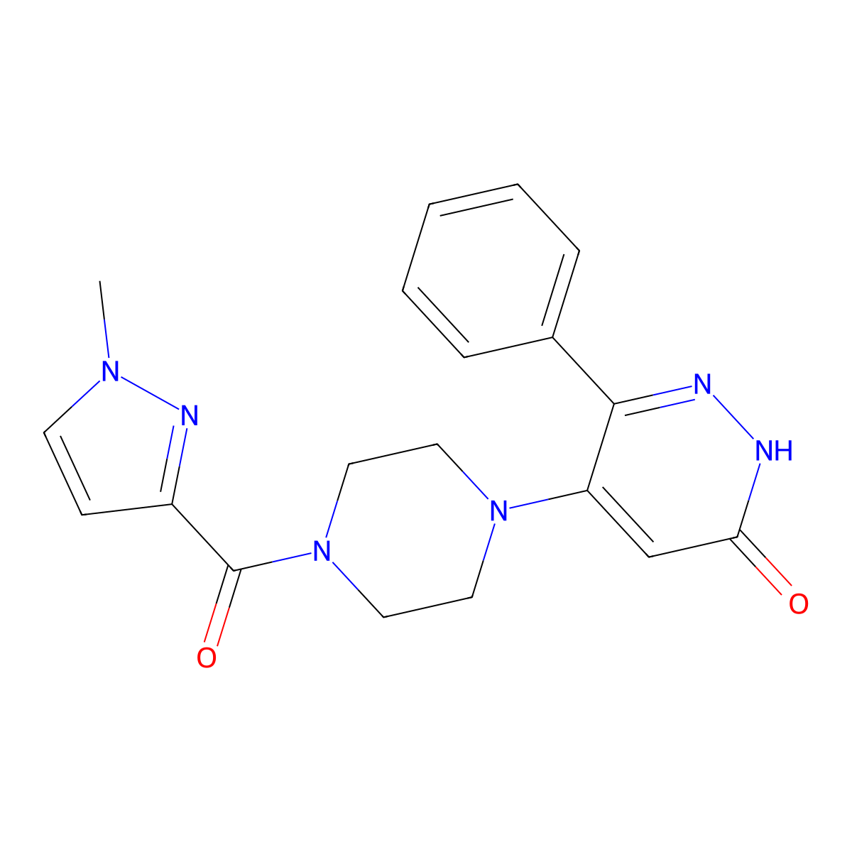 5-[4-(1-methyl-1H-pyrazole-3-carbonyl)piperazin-1-yl]-6-phenyl-2,3-dihydropyridazin-3-one molecular structure, CAS 2548984-13-8