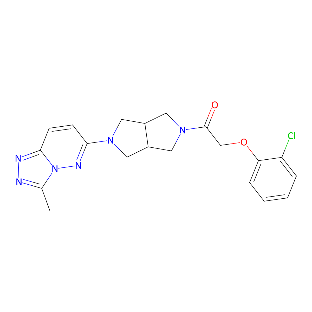 2-(2-Chlorophenoxy)-1-(5-{3-methyl-[1,2,4]triazolo[4,3-b]pyridazin-6-yl}-octahydropyrrolo[3,4-c]pyrrol-2-yl)ethan-1-one molecular structure, CAS 2548984-20-7