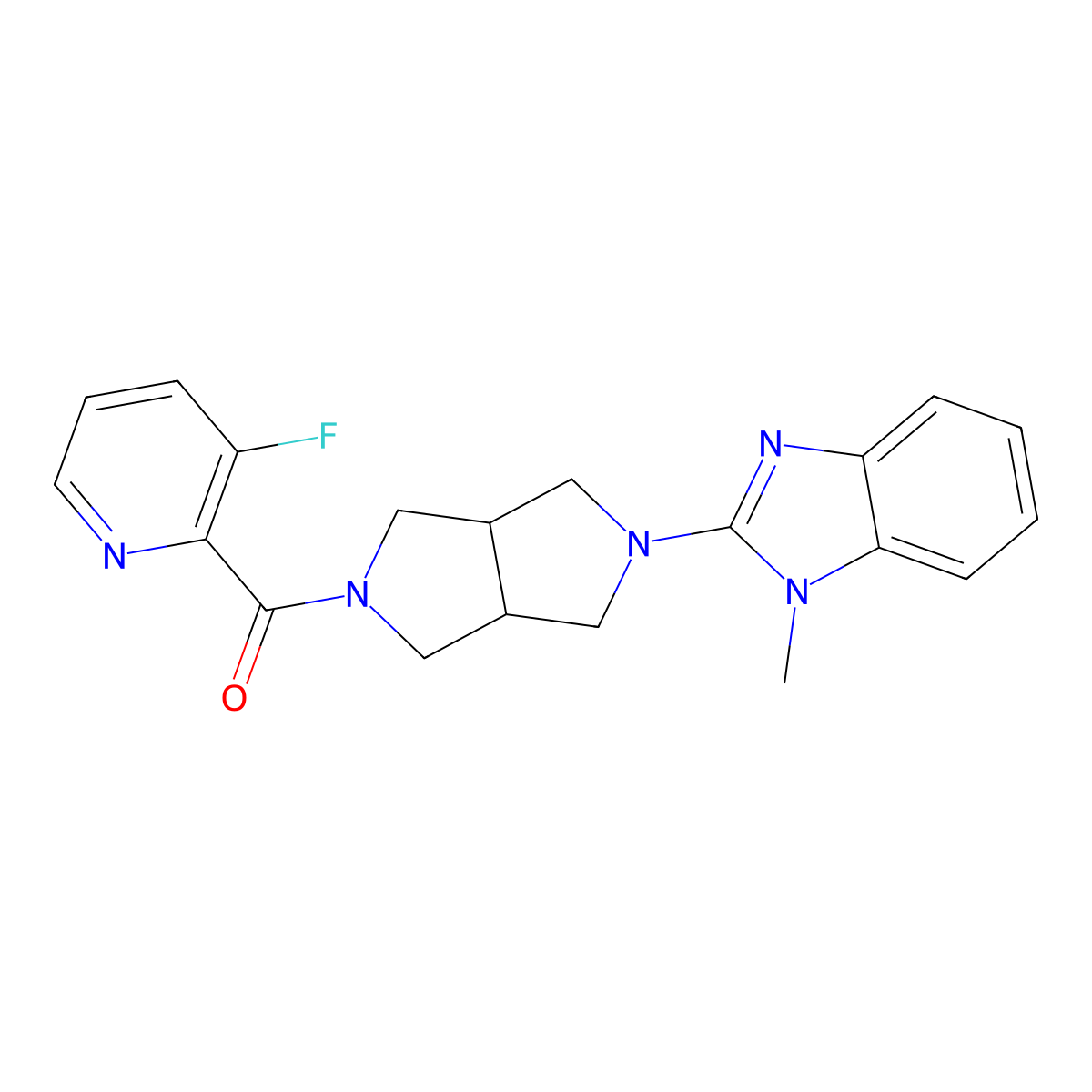 2-[5-(3-fluoropyridine-2-carbonyl)-octahydropyrrolo[3,4-c]pyrrol-2-yl]-1-methyl-1H-1,3-benzodiazole molecular structure, CAS 2548984-24-1