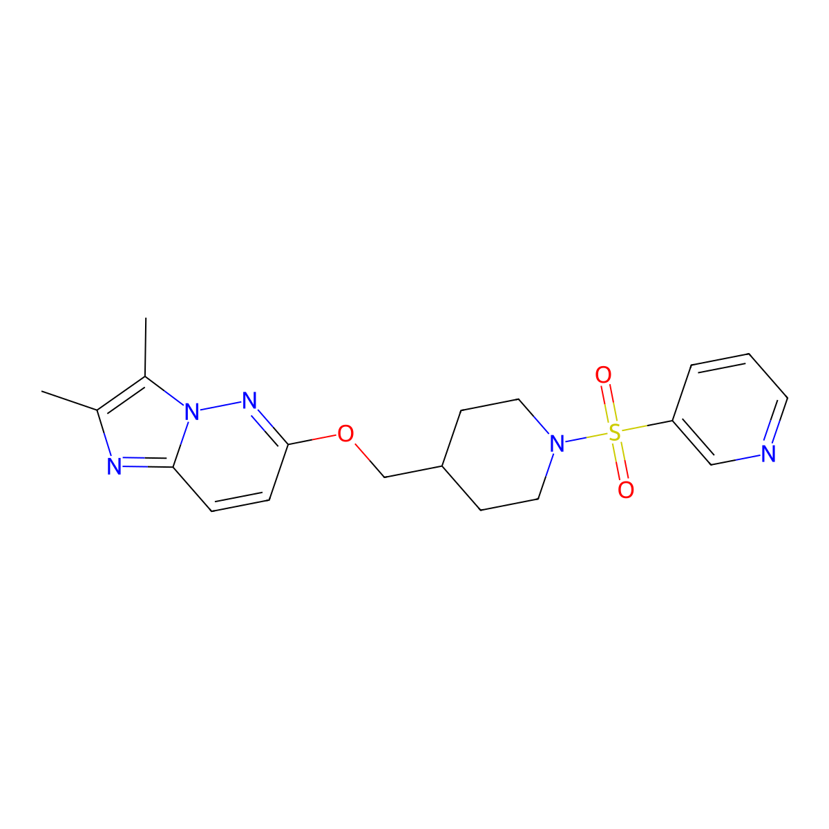 3-({4-[({2,3-Dimethylimidazo[1,2-b]pyridazin-6-yl}oxy)methyl]piperidin-1-yl}sulfonyl)pyridine molecular structure, CAS 2548984-30-9
