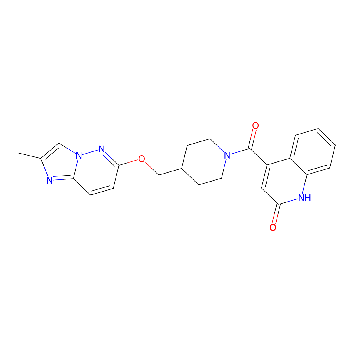 4-{4-[({2-Methylimidazo[1,2-b]pyridazin-6-yl}oxy)methyl]piperidine-1-carbonyl}quinolin-2-ol molecular structure, CAS 2548984-37-6