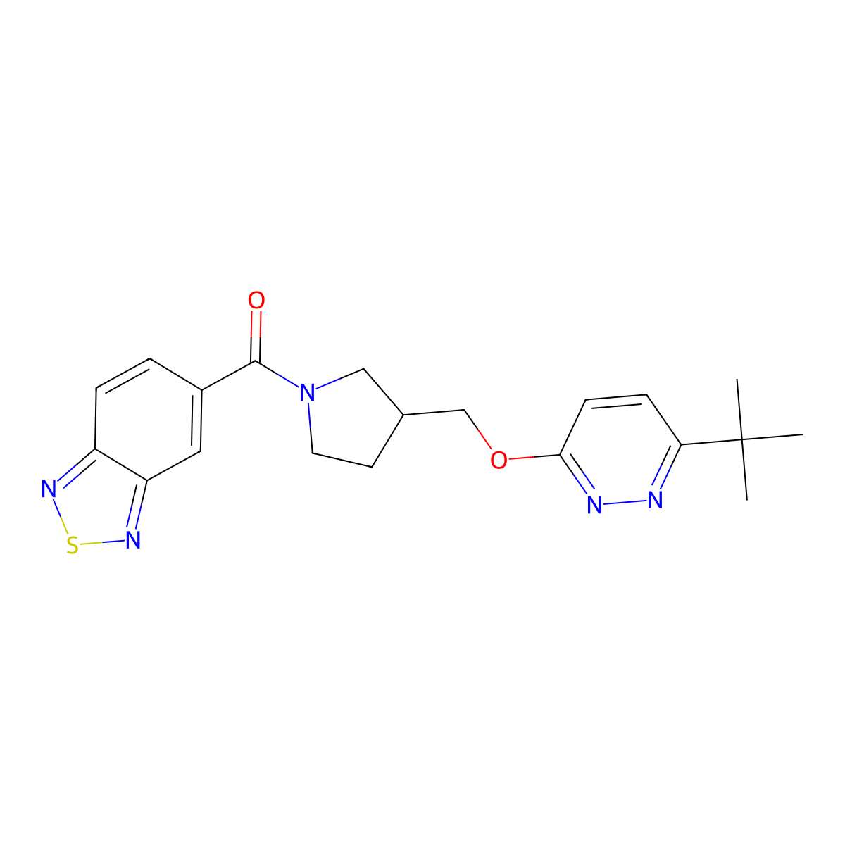 5-(3-{[(6-Tert-butylpyridazin-3-yl)oxy]methyl}pyrrolidine-1-carbonyl)-2,1,3-benzothiadiazole molecular structure, CAS 2548984-40-1
