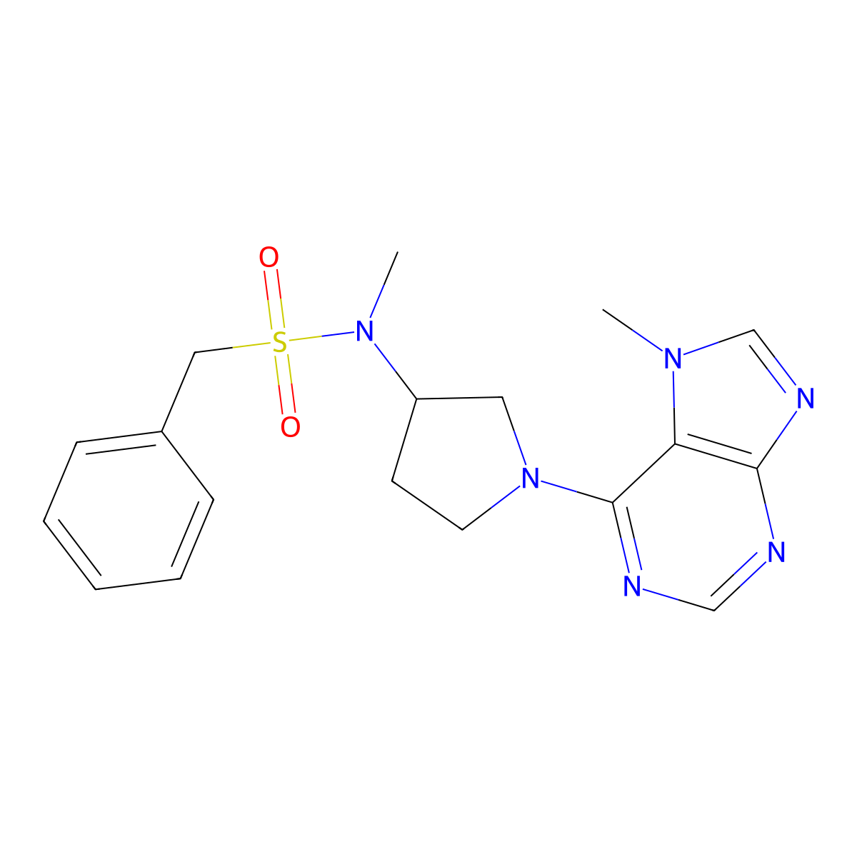 N-methyl-N-[1-(7-methyl-7H-purin-6-yl)pyrrolidin-3-yl]-1-phenylmethanesulfonamide molecular structure, CAS 2548984-41-2