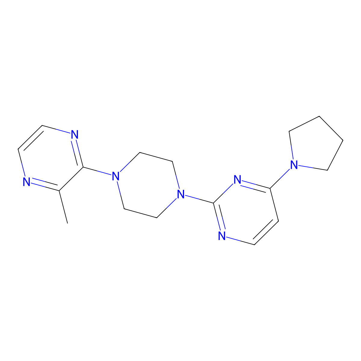 2-[4-(3-Methylpyrazin-2-yl)piperazin-1-yl]-4-(pyrrolidin-1-yl)pyrimidine molecular structure, CAS 2548984-43-4