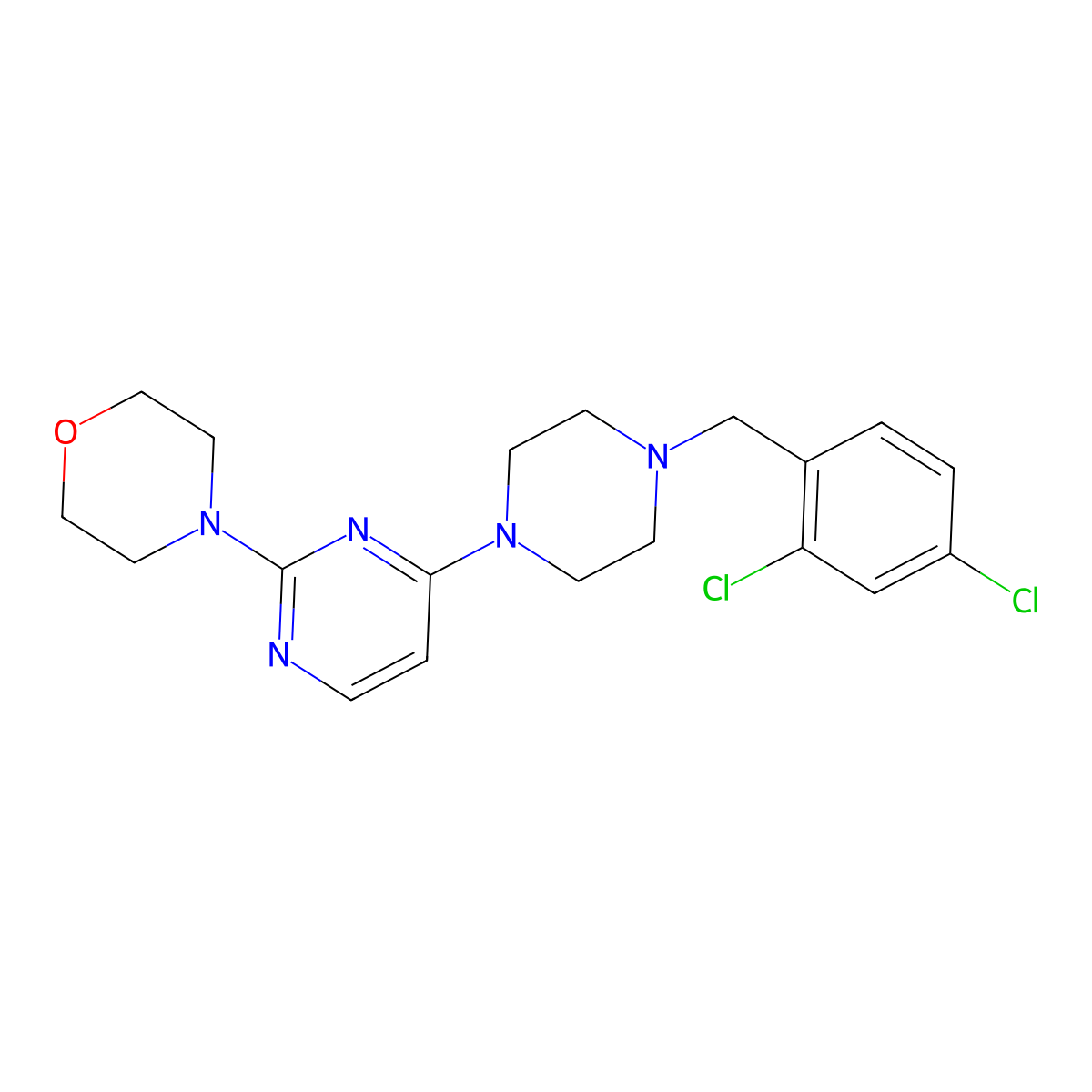 4-(4-{4-[(2,4-Dichlorophenyl)methyl]piperazin-1-yl}pyrimidin-2-yl)morpholine molecular structure, CAS 2548984-51-4