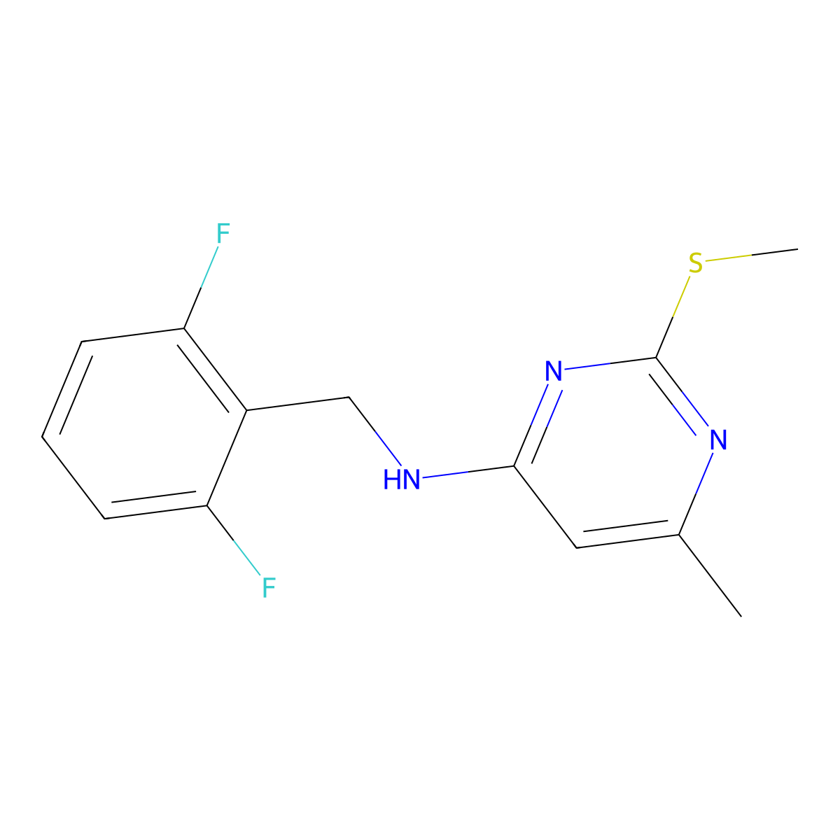 N-[(2,6-difluorophenyl)methyl]-6-methyl-2-(methylsulfanyl)pyrimidin-4-amine molecular structure, CAS 2548984-56-9