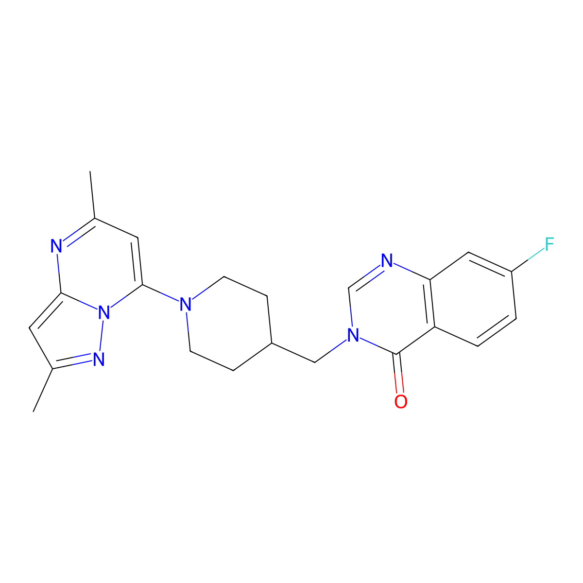 3-[(1-{2,5-Dimethylpyrazolo[1,5-a]pyrimidin-7-yl}piperidin-4-yl)methyl]-7-fluoro-3,4-dihydroquinazolin-4-one molecular structure, CAS 2548984-59-2